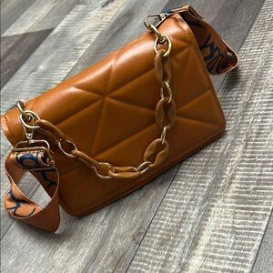 Stylish Tan Chain Shoulder Bag